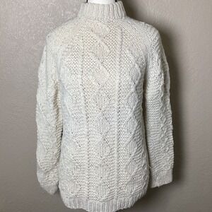 Vintage El Greco Tsitsibacos Bros Ivory Wool Fisherman Sweater Hand Knit Small